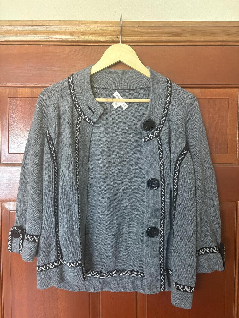 Coldwater Creek Womens Gray Knit Cardigan Sweater Size S 6/8